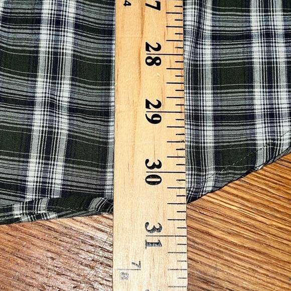 Vintage Chaps Ralph Lauren button down medium green plaid holidays casual - Picture 7 of 8